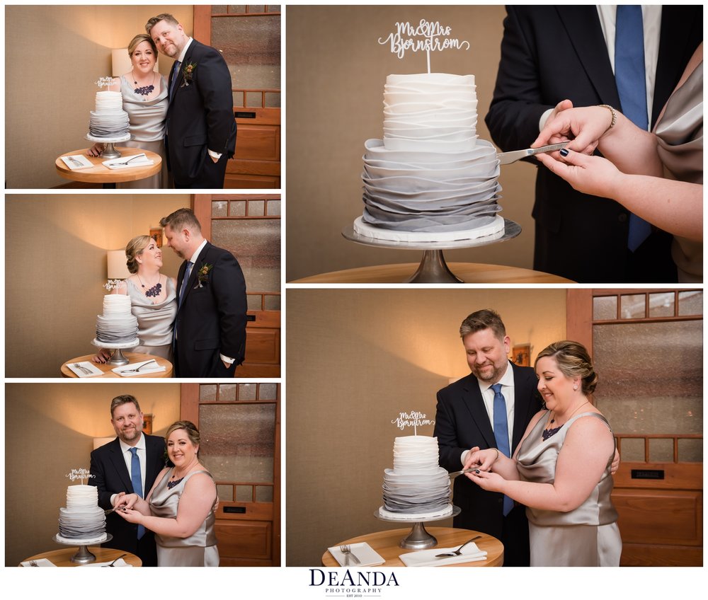 cake cutting at tree studio dining room in Chicago