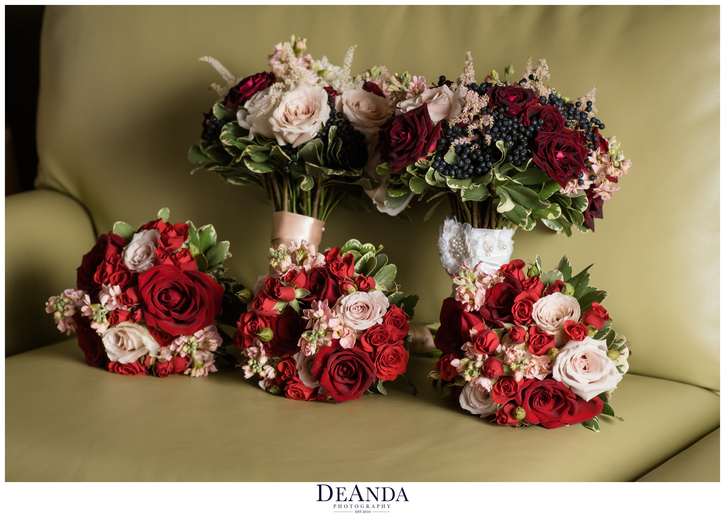 two brides wedding flowers