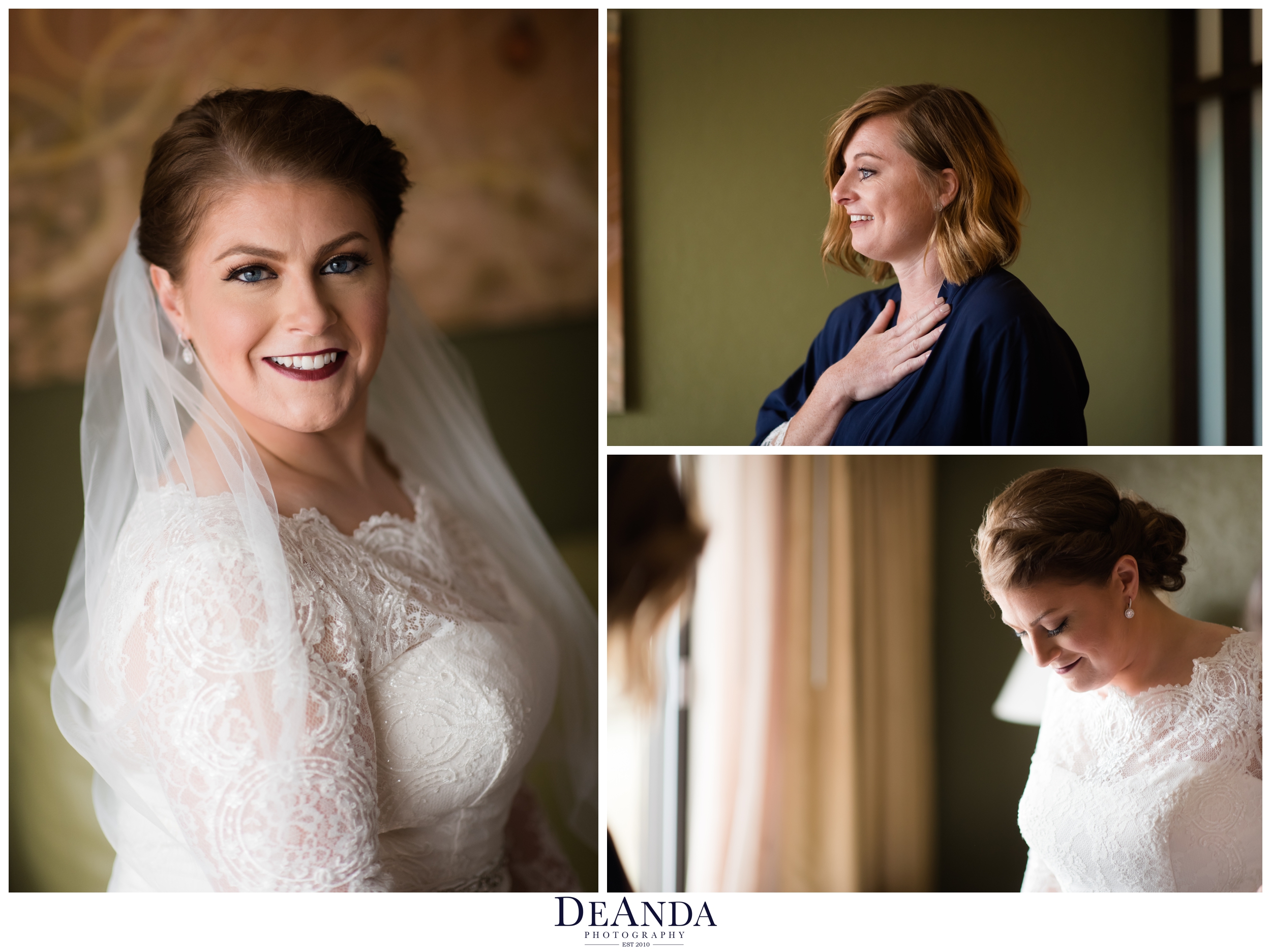 bride ready and sister gasping seeing her for the first time crying