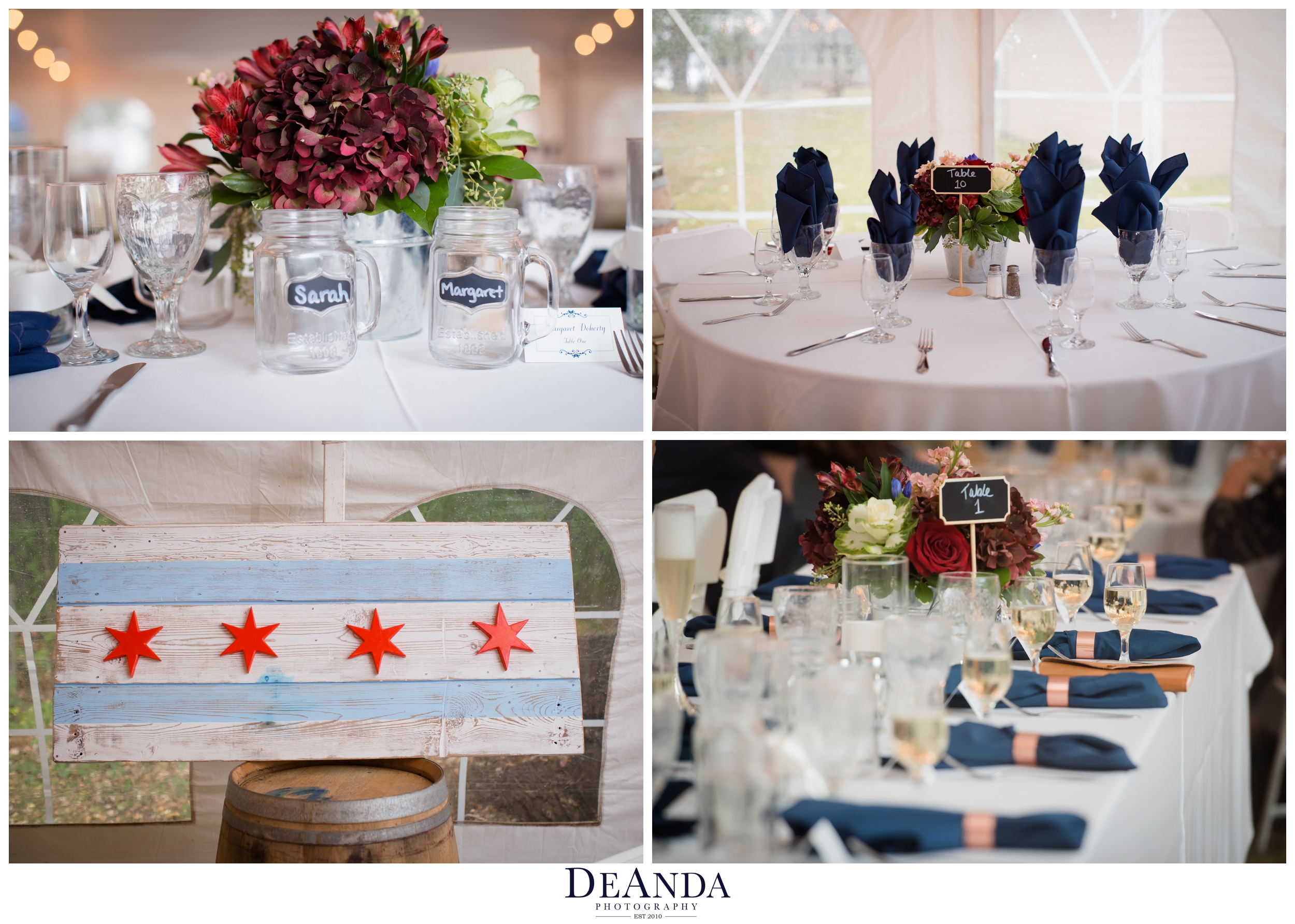 chicago wedding details in reception in a tent