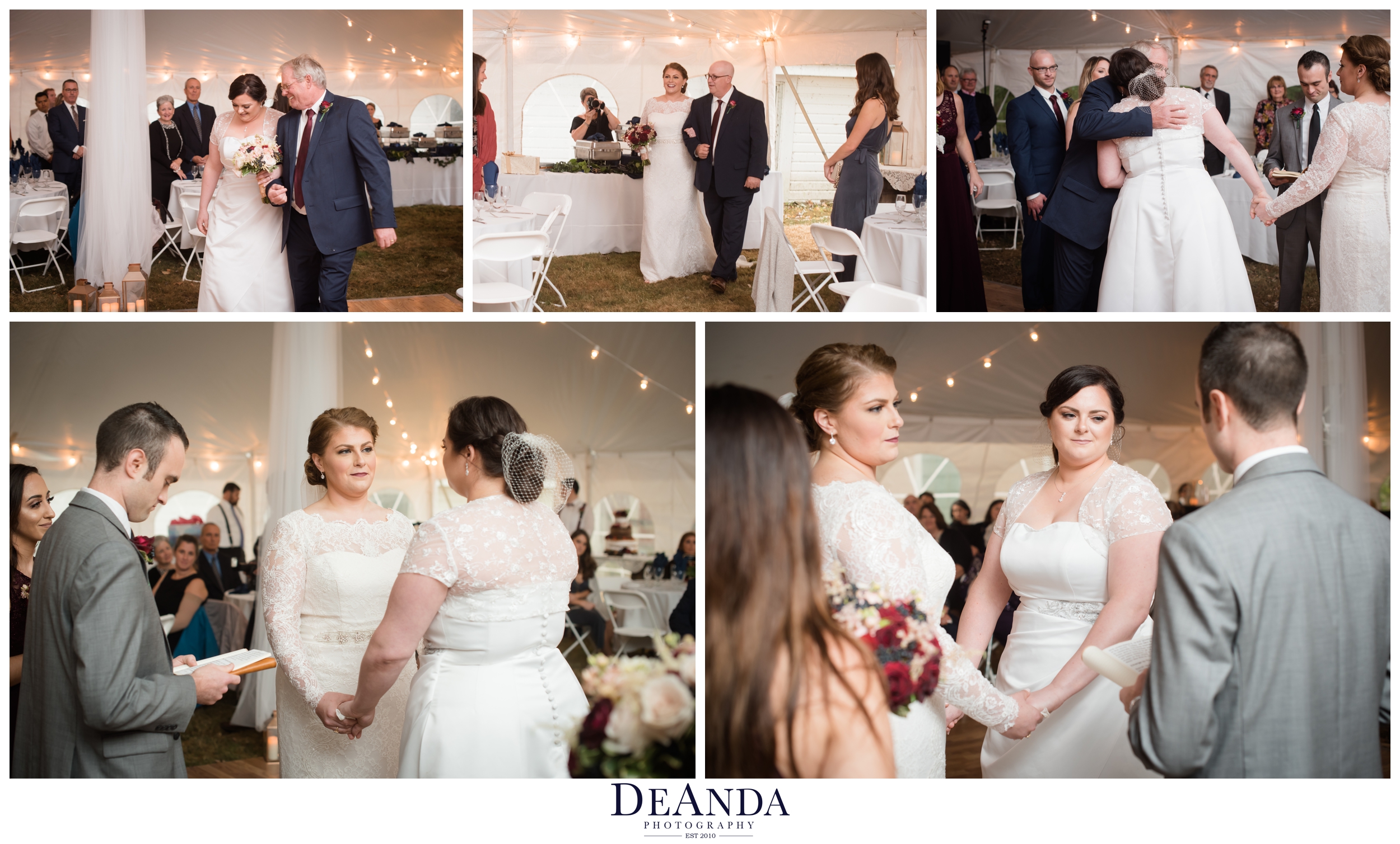 same sex wedding ceremony in tent near chicago