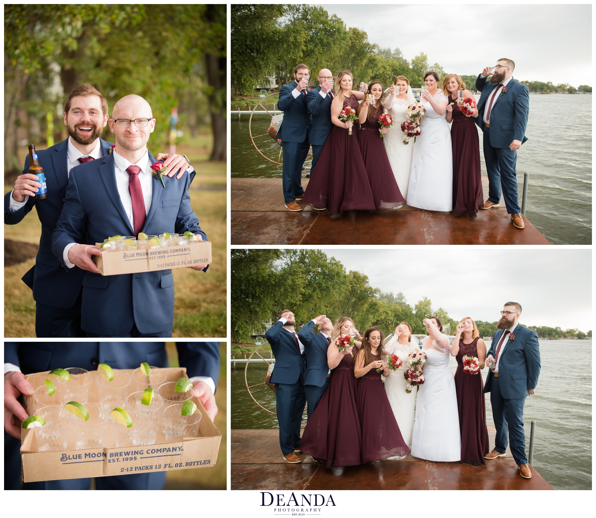 Wedding Party photos at lesbain wedding in the midwest on the lake