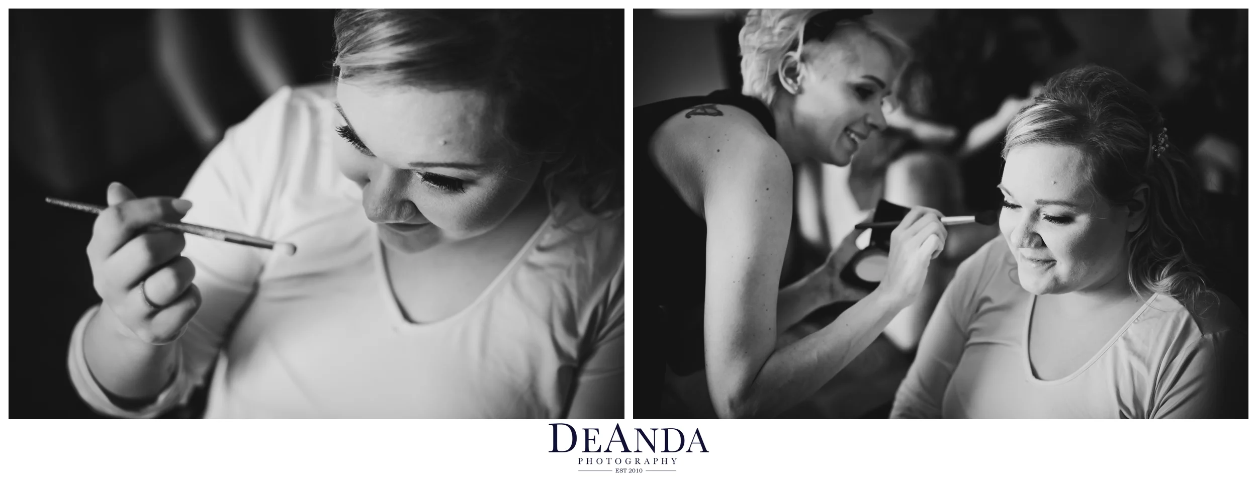 bride getting ready for wedding in mokena