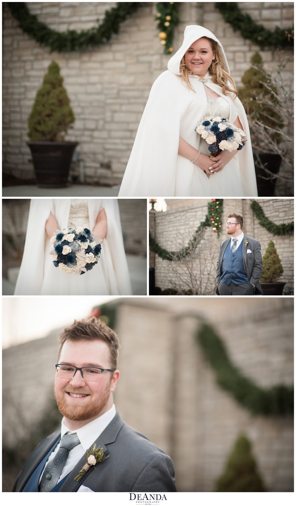 winter wedding portraits in mokena