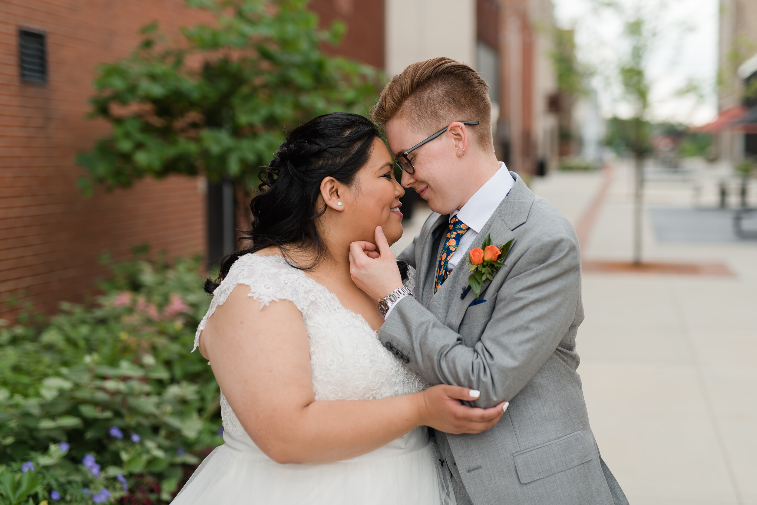 Downtown Aurora Same Sex Wedding Couple