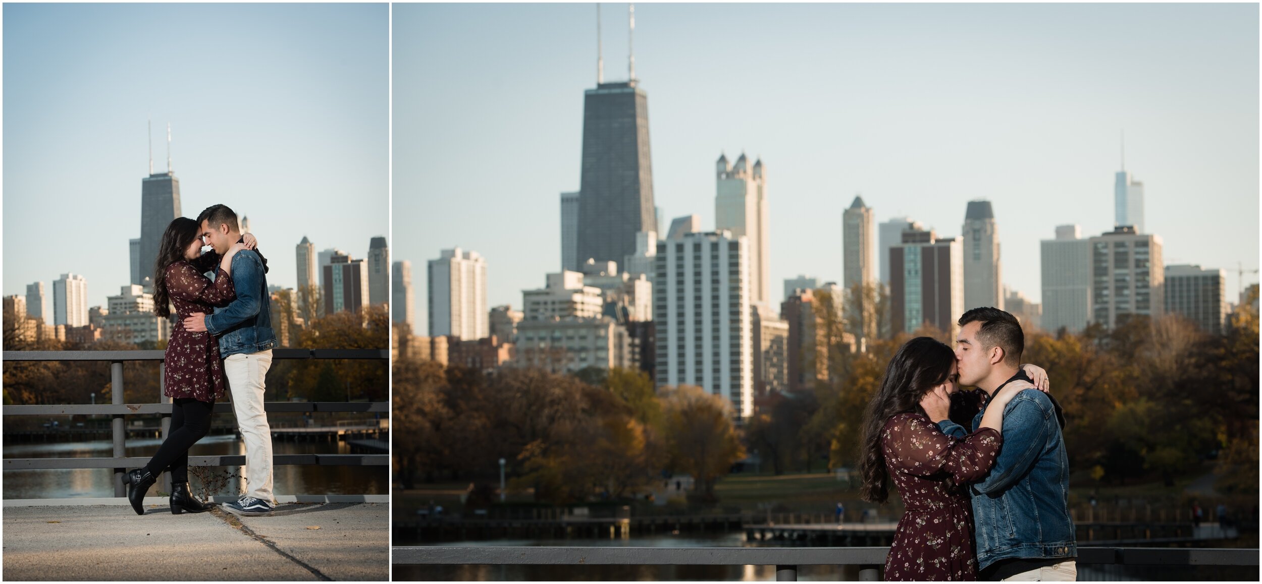 Chicago South Pond engagement photo