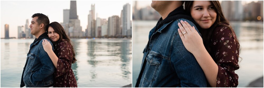 Chicago lakefront engagement photo