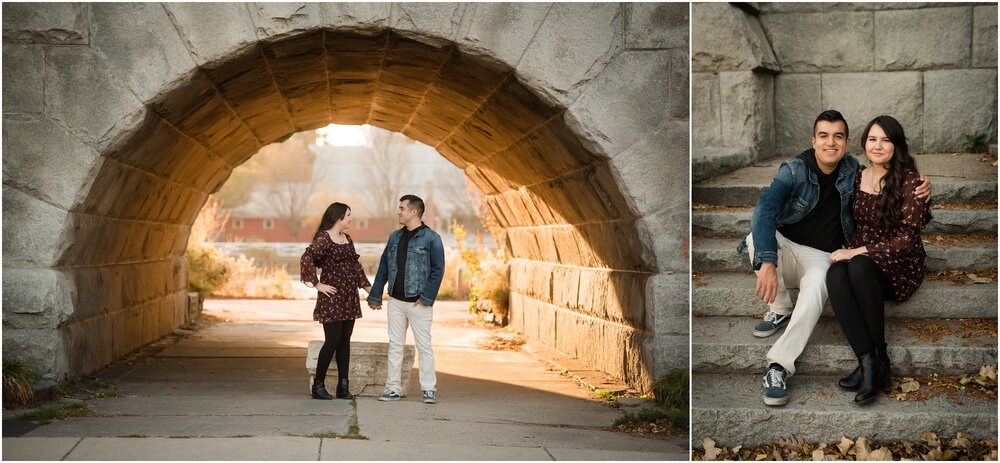 Chicago South Pond engagement photo