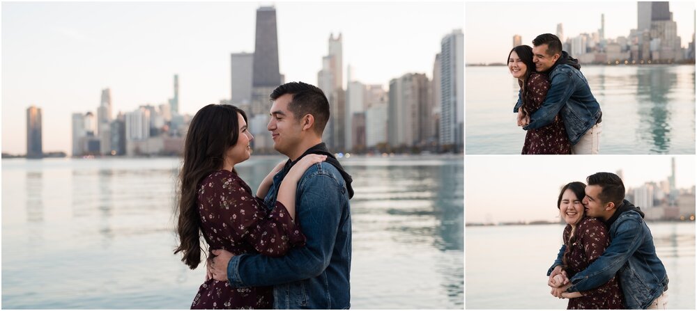 Chicago lakefront engagement photo