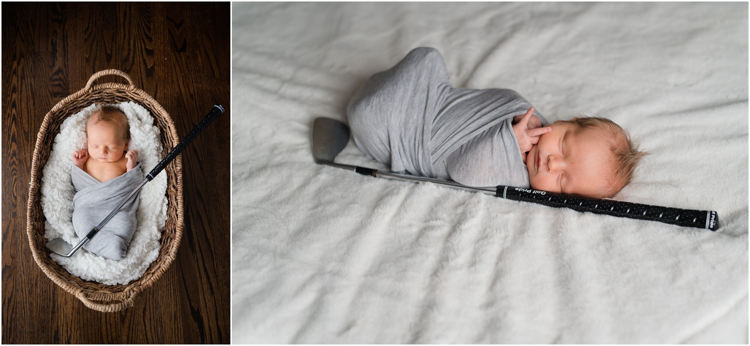 newborn with golf club