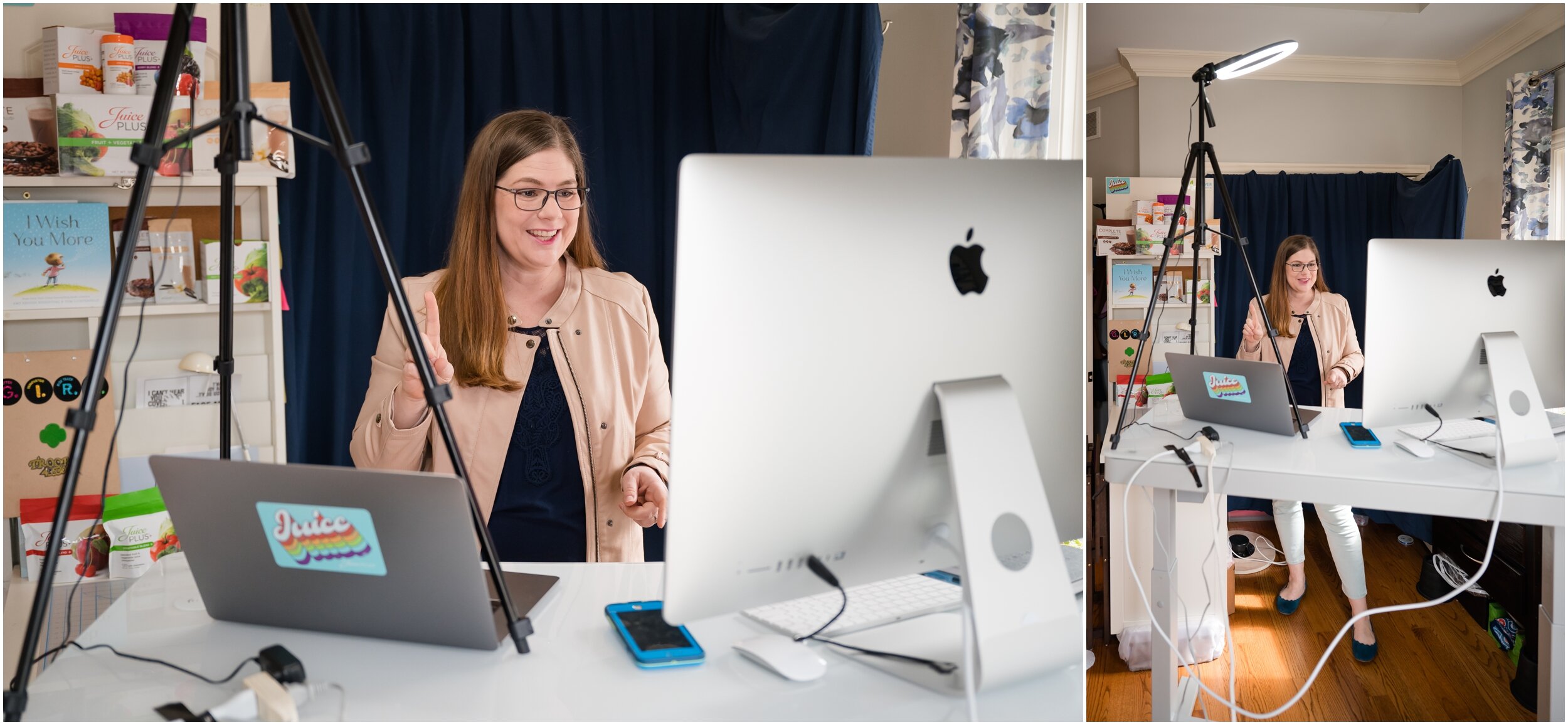 woman in home office on zoom