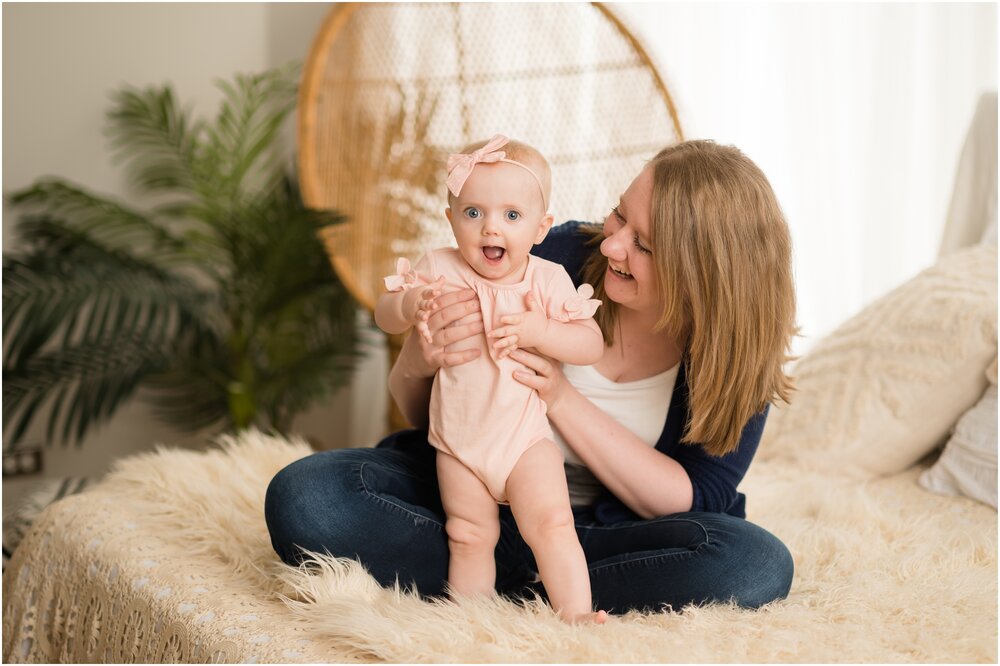 boho photo with mom and baby