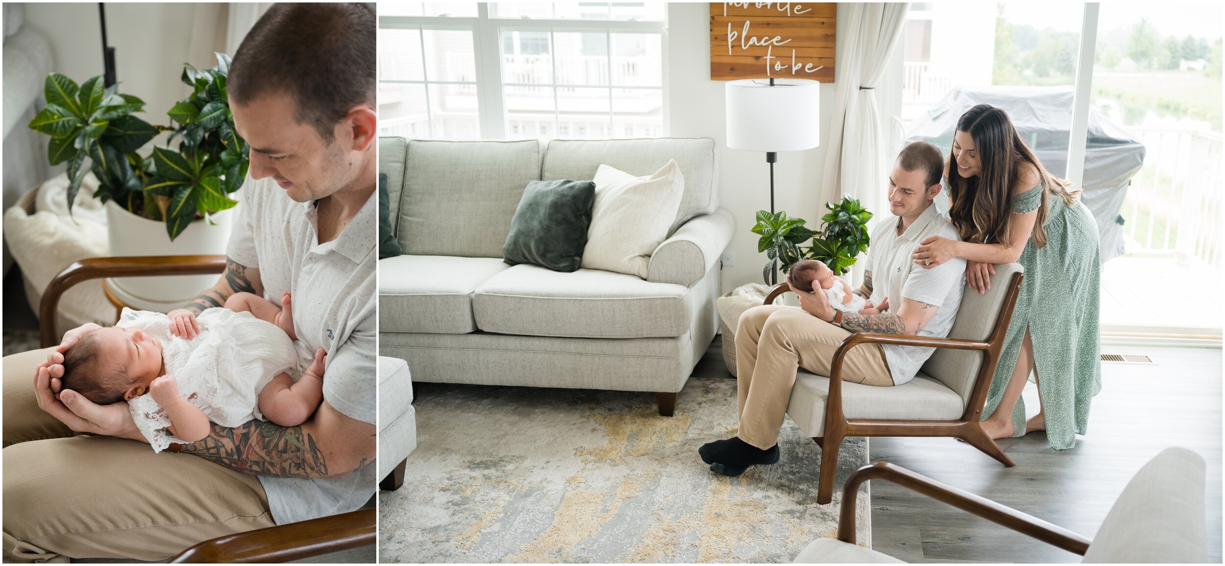 Living room newborn lifestyle shoot