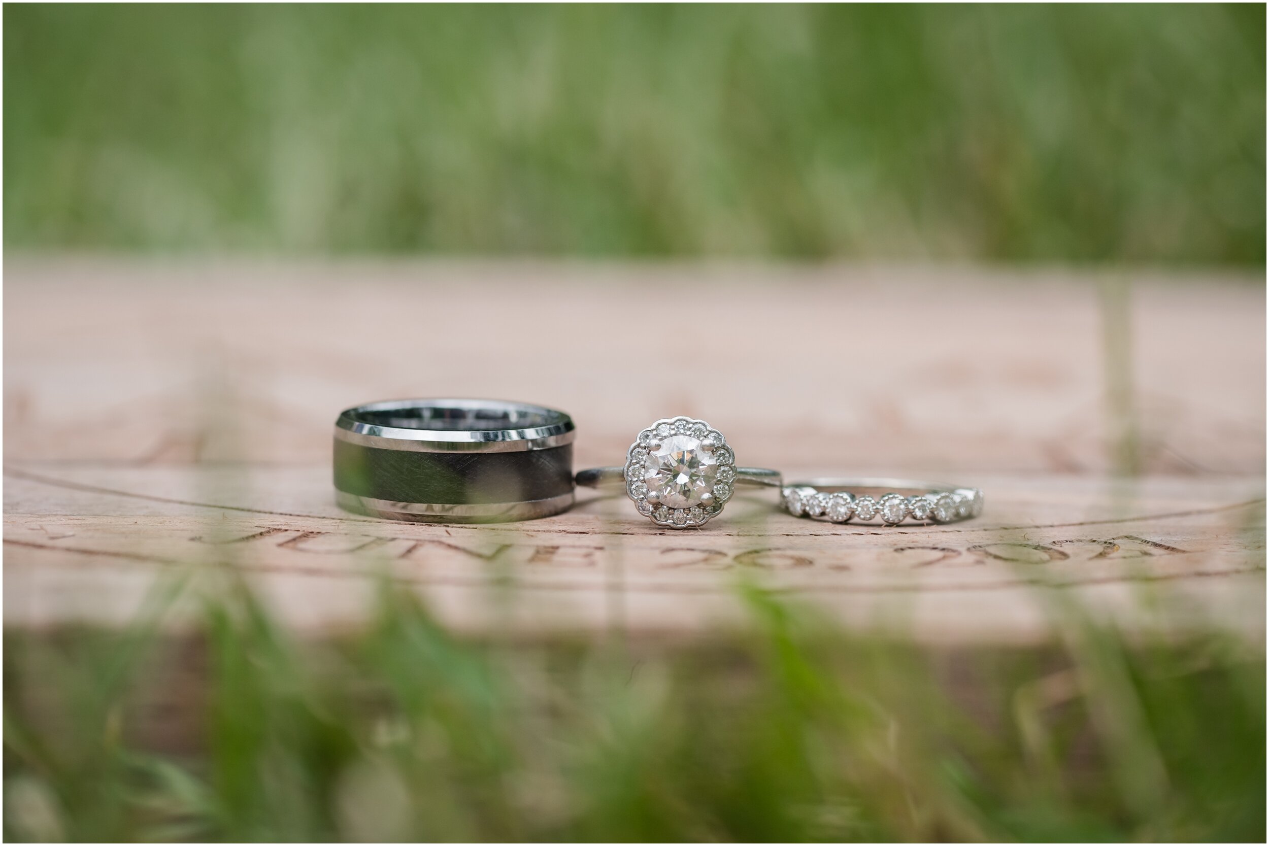 Wedding rings in the grass