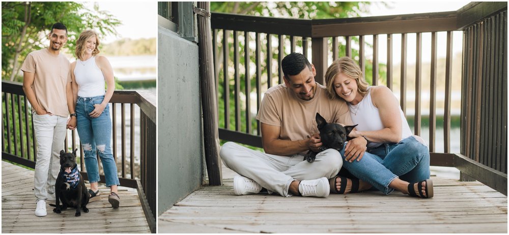 Engagement photo with dog