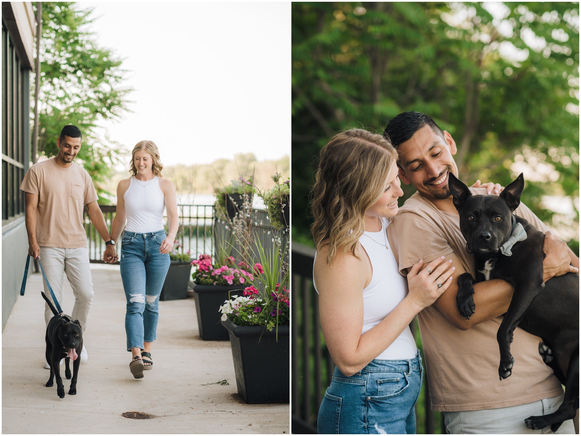 Engagement photo with dog