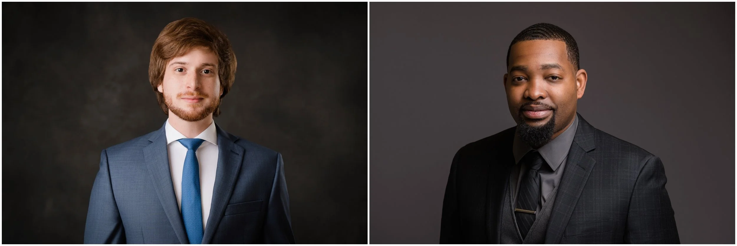 two headshots of men with a well fitting suit that is also pressed and wrinkle free