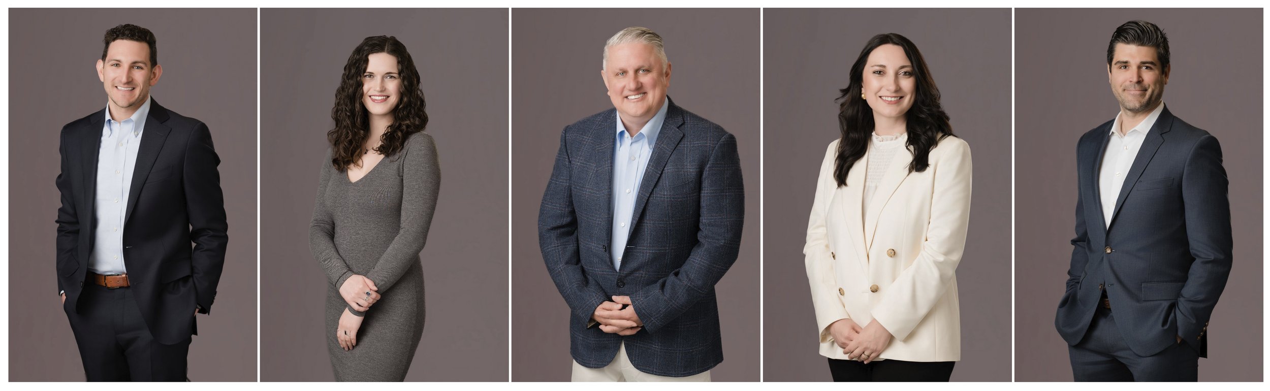 Team headshots on a grey backdrop in chicago