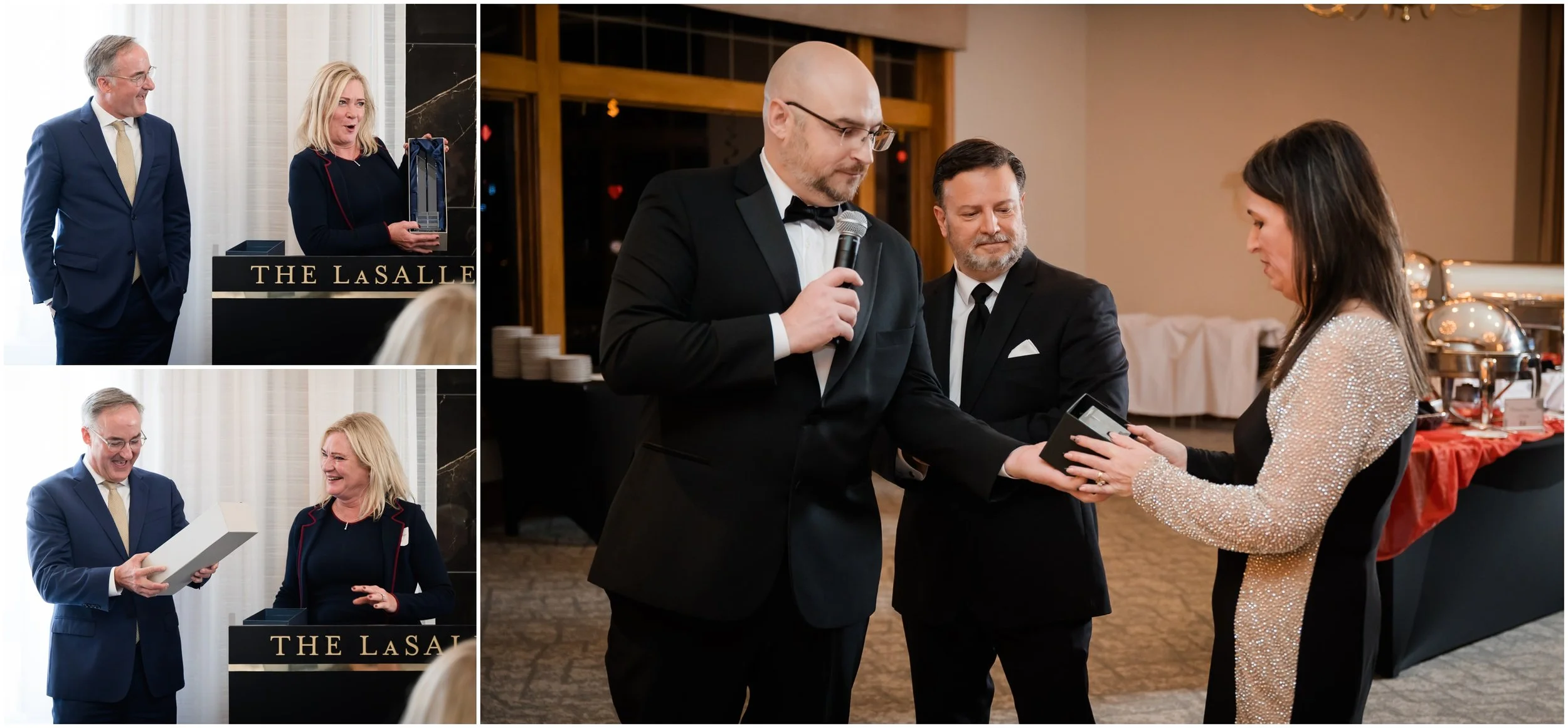 People getting awards at corporate events
