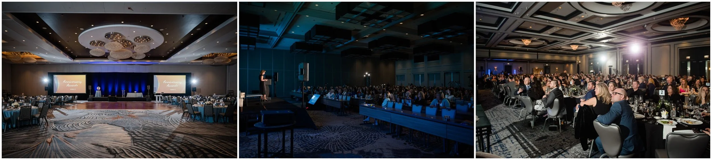 Wide room shots of events