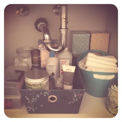Under the sink - my side.