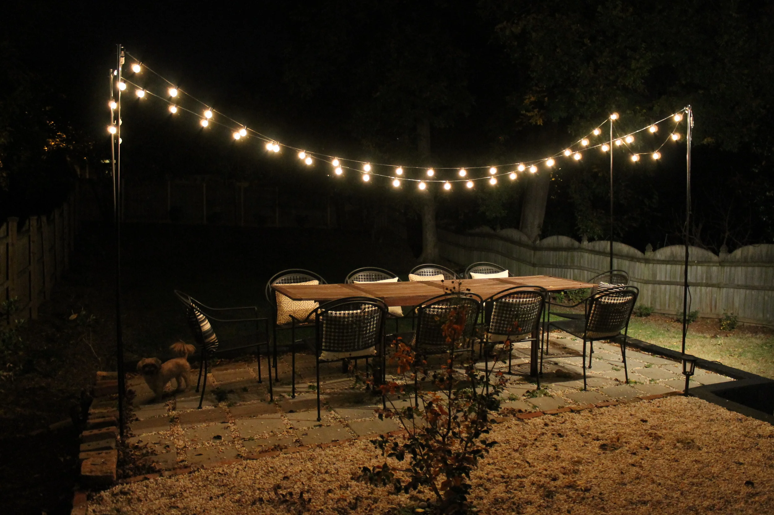 DIY String Light Patio  Brooklyn House — Elizabeth Burns Design