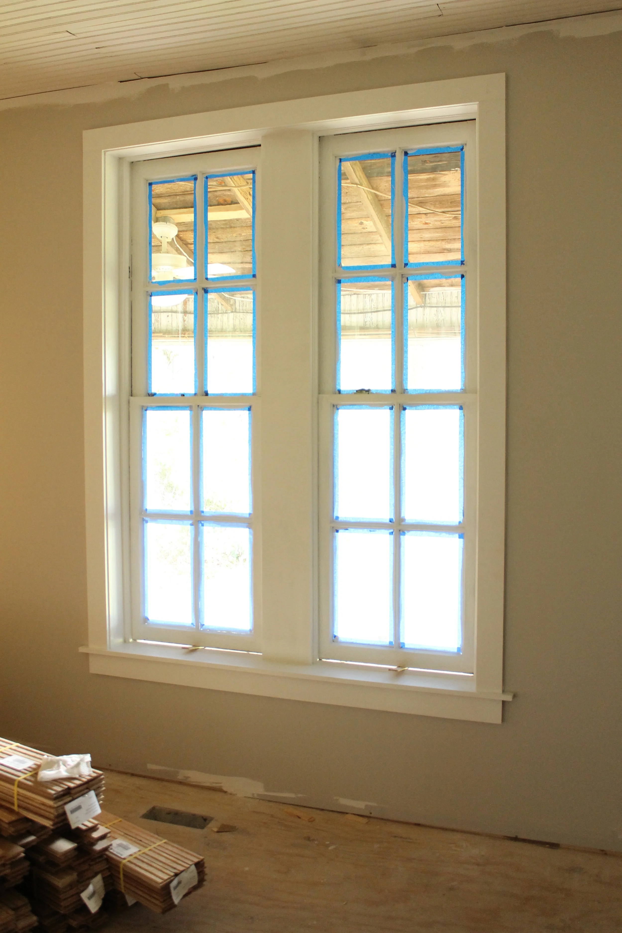 Elizabeth Burns Design | Adding Shaker Style Trim to Restored Windows
