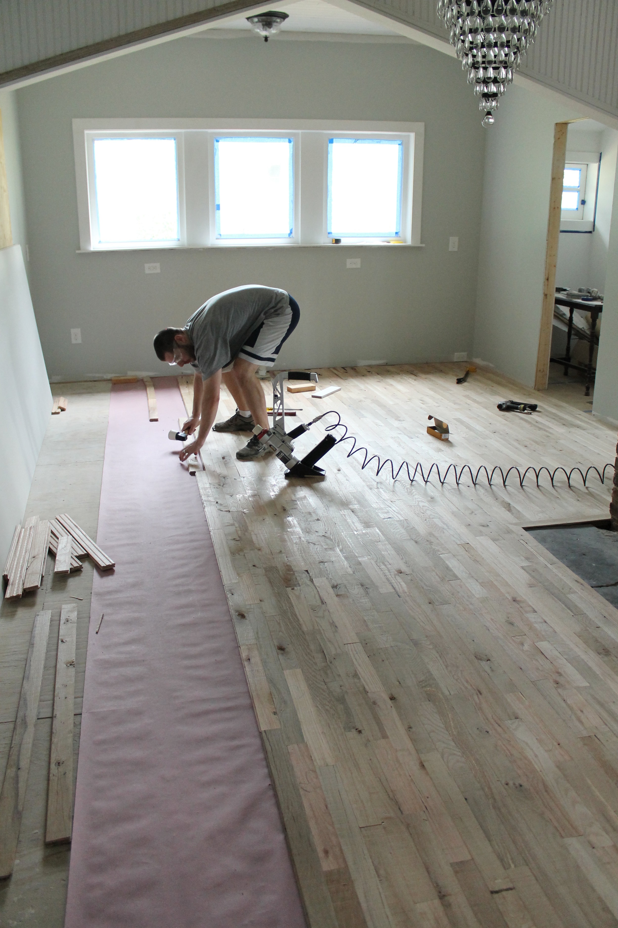 Racking hardwood flooring