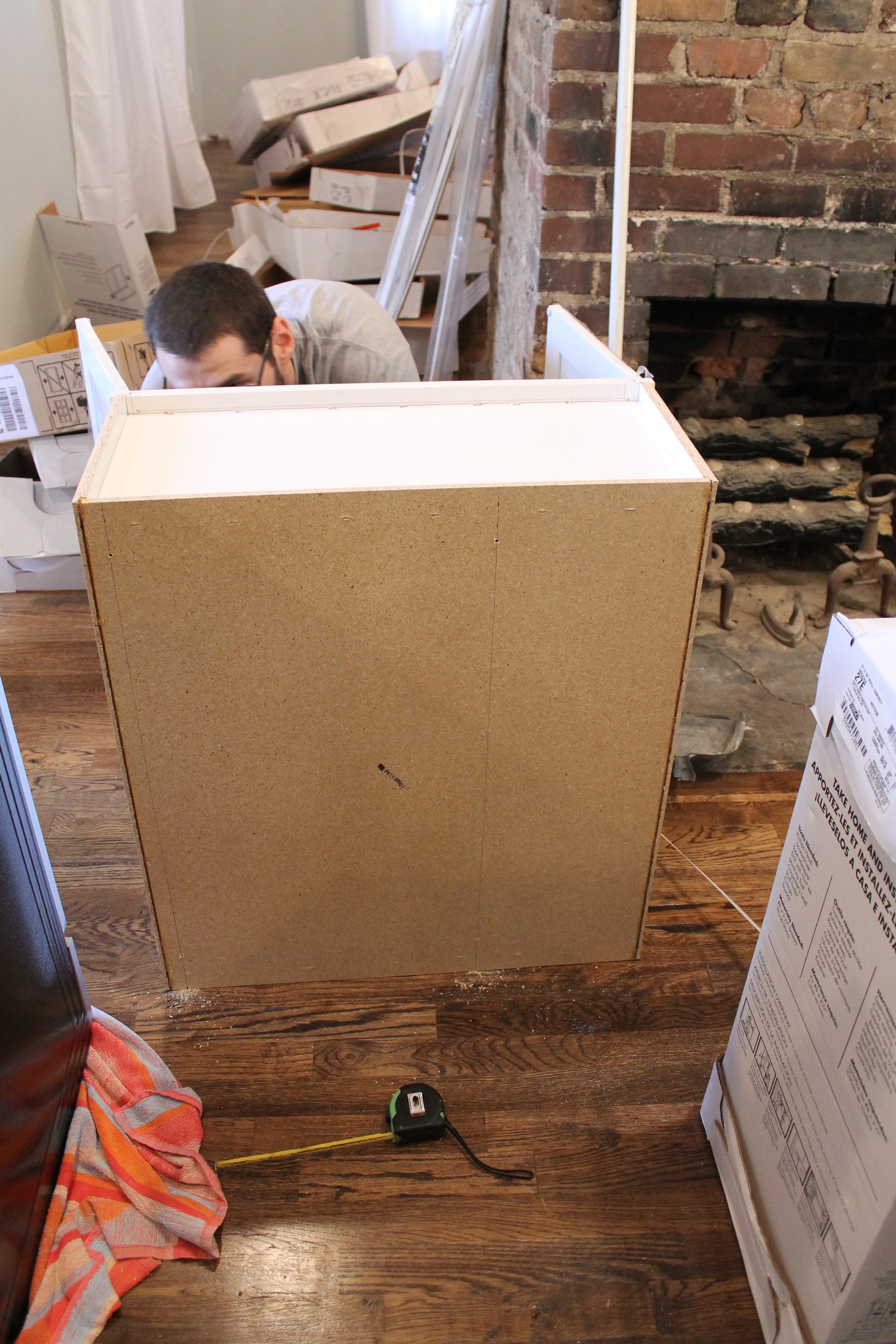 Installing kitchen cabinets