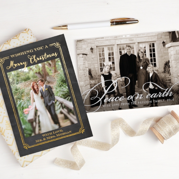 Basic Invite | Gold Foil Holiday Photo Card
