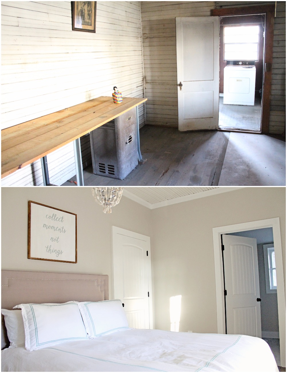 Elizabeth Burns Design Budget-Friendly Fixer Upper Farmhouse Before and After House Flip - DIY Guest Bedroom with Aqua Accents - Sherwin Williams Agreeable Gray (1).jpg