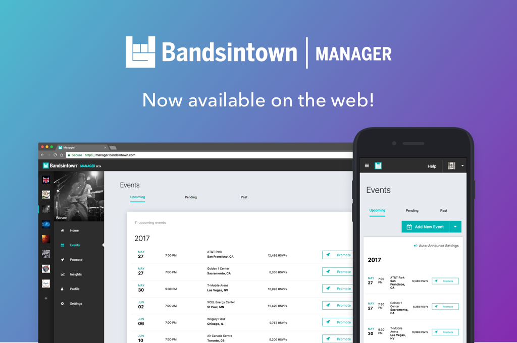 Bandsintown Manager now available on the web!