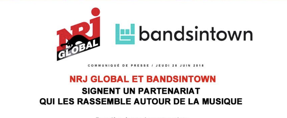 Bandsintown partners with premier French Media Group NRJ Global