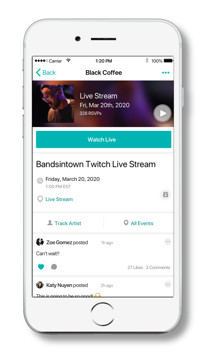 WATCH LIVE Notifications And Bandsintown Live Music Channel On Twitch — Bandsintown for Artists