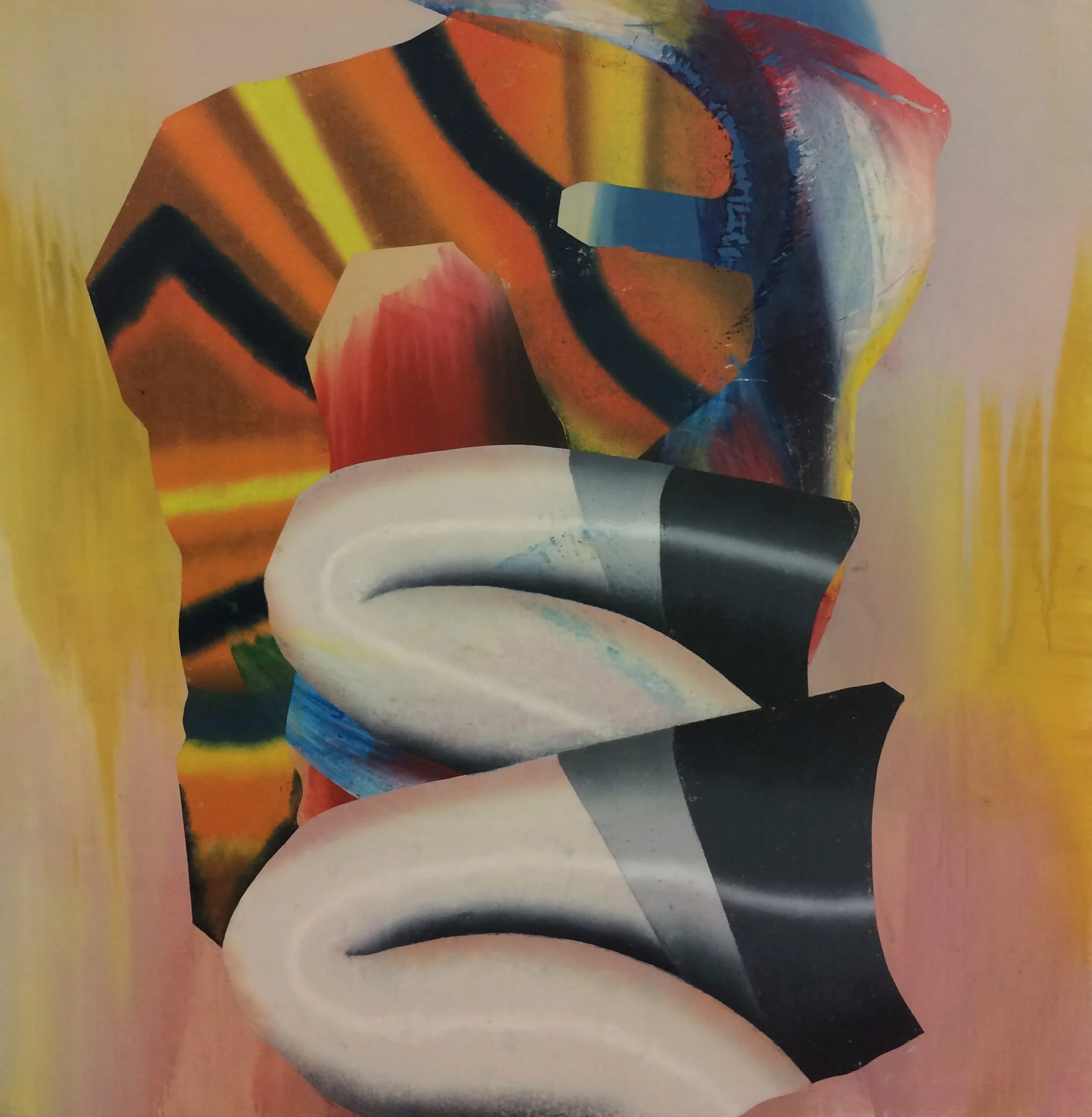  Hadassah Emmerich,&nbsp;Sanke Charmer I , 2016 , ink, oil, oil-stick and block-print on linen, 182 x 179 cm 