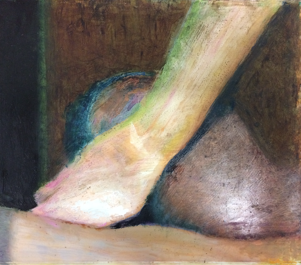 Robert Bosisio, untitled, 2018, mixed media on paper on wood panel, 23 x 25 cm