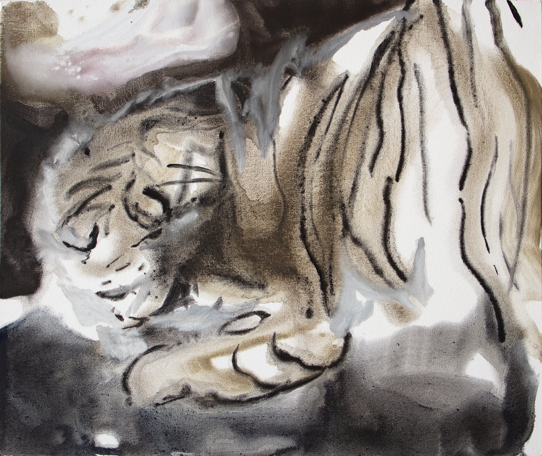 Crouching Tiger, Menagerie, 2021 pigment on canvas 50 x 60 cm