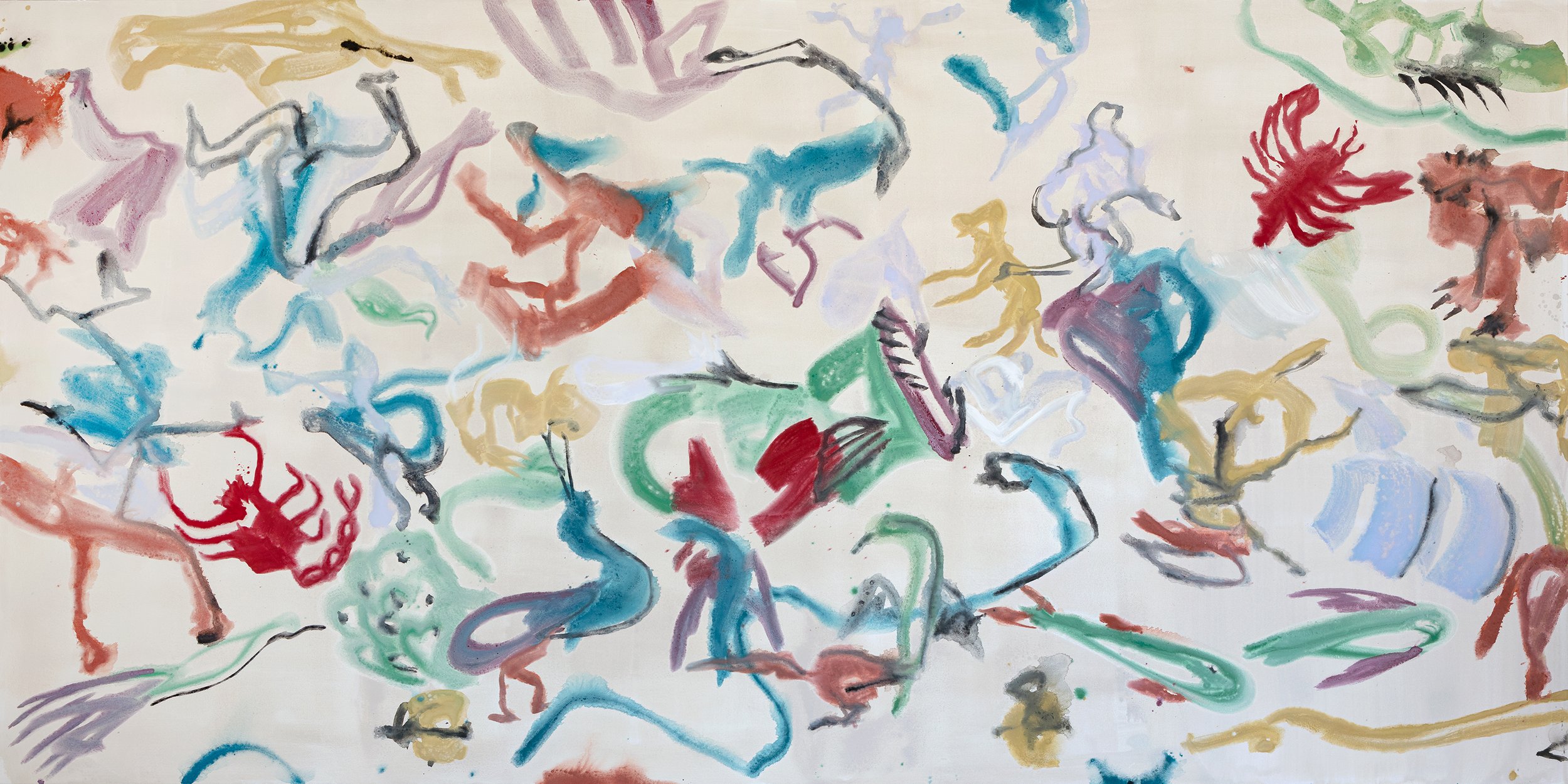 SKHP30422.Planisphere, 2022 varnished pigment on paper 160 x 320 cm