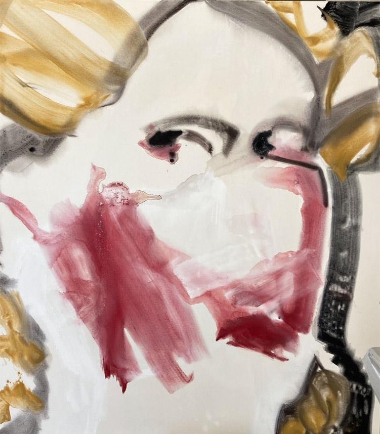 Patricia - Other First Thoughts, 2022 pigment on canvas 160 x 140 cm
