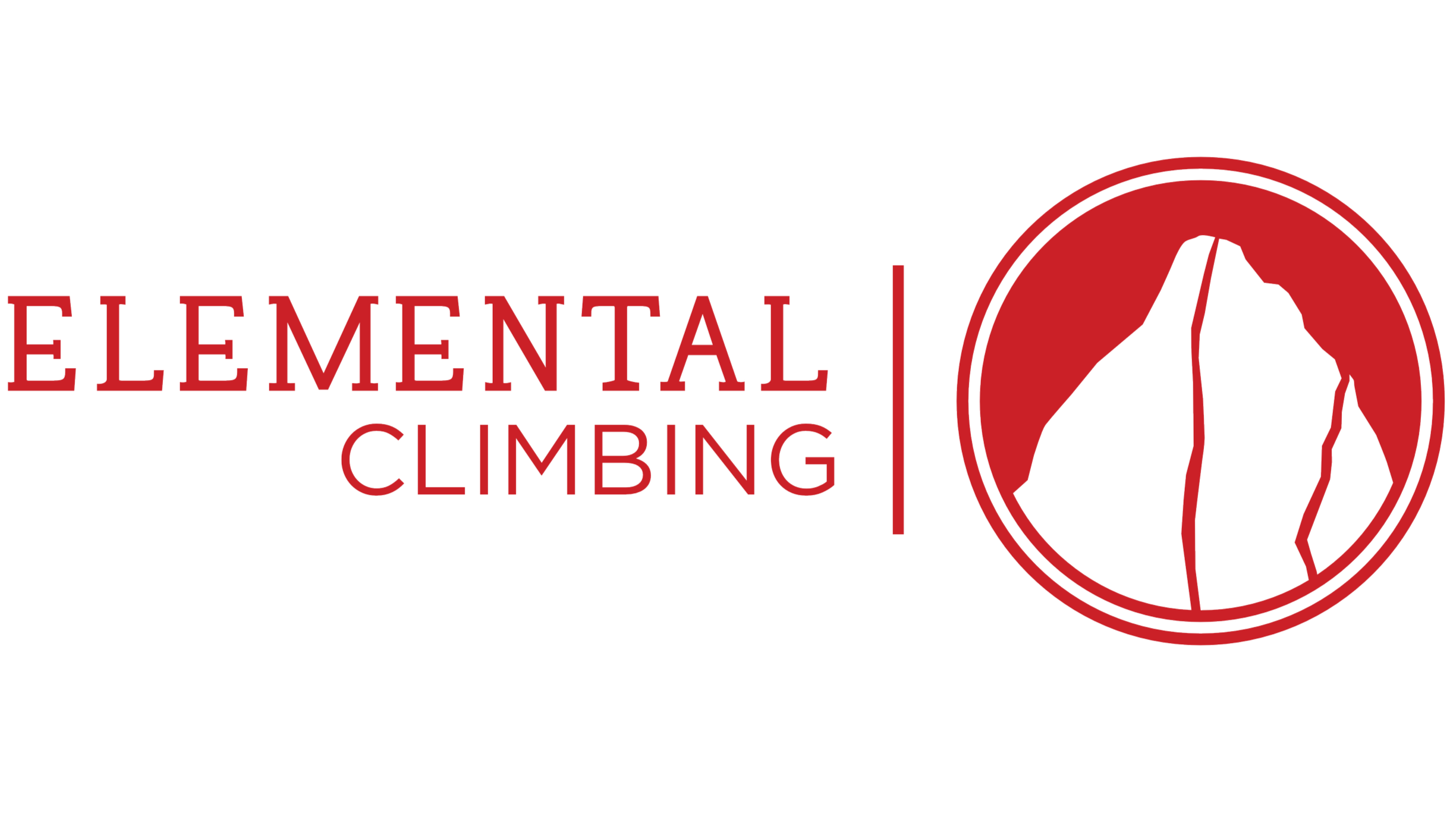 Logo for Elemental Climbing with a stylized mountain rock illustration in a circle.
