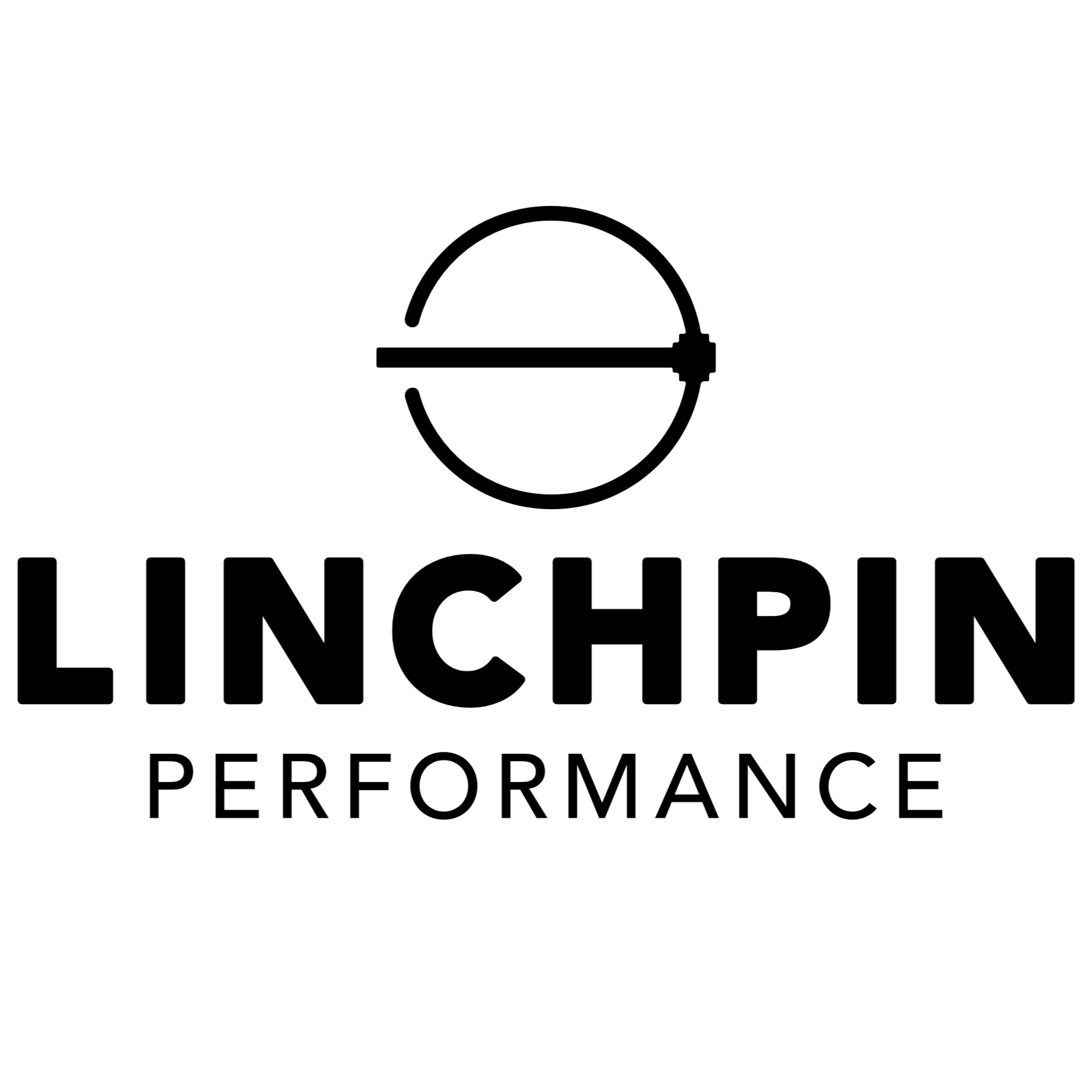 Linchpin Performance logo with a circular linchpin icon above the company name in bold and outline text.