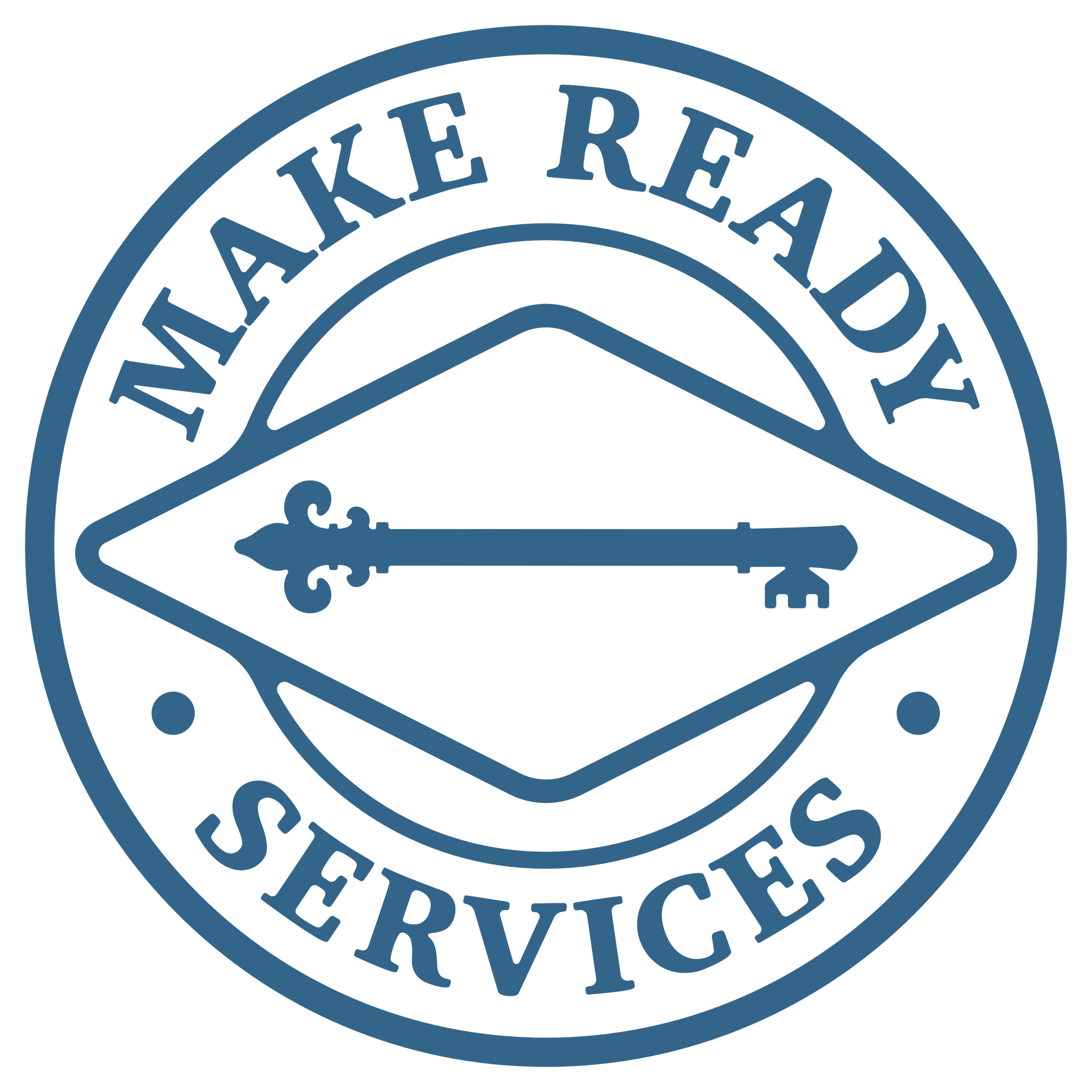 Logo for Myake Realty Services featuring a key and circular text.