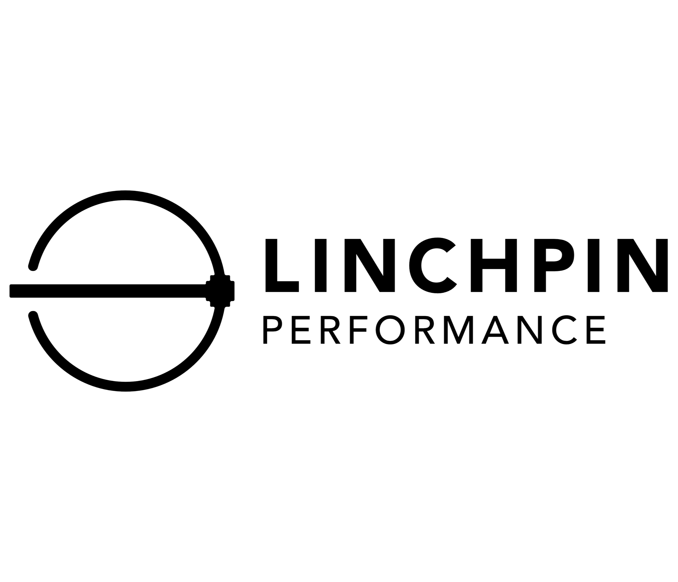 Logo for Lynchpin Performance featuring a stylized circular design resembling a linchpin, with the company name next to it.
