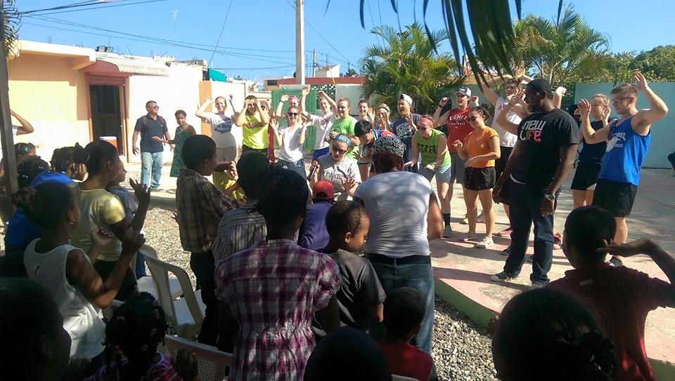 Partnering with area youth, Hillcrest's team leads songs for kids and families before they share the Gospel.