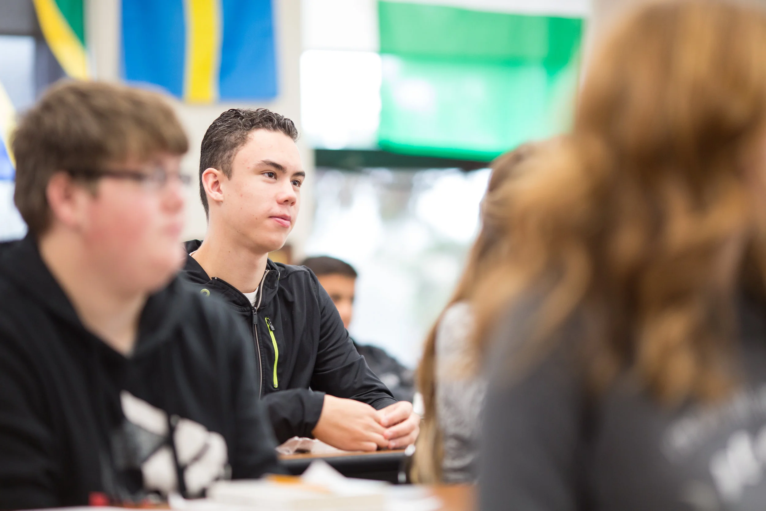 Daniel Preston pauses mid-sentence to gather his thoughts as students wrestle through big ideas and learn how to communicate in Hillcrest's dialog-based classrooms.
