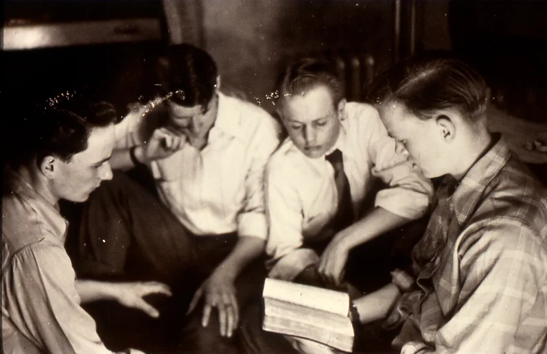 This photo of young men at Hillcrest in the 1940s shows new habits built inside Hillcrest's Castle.
