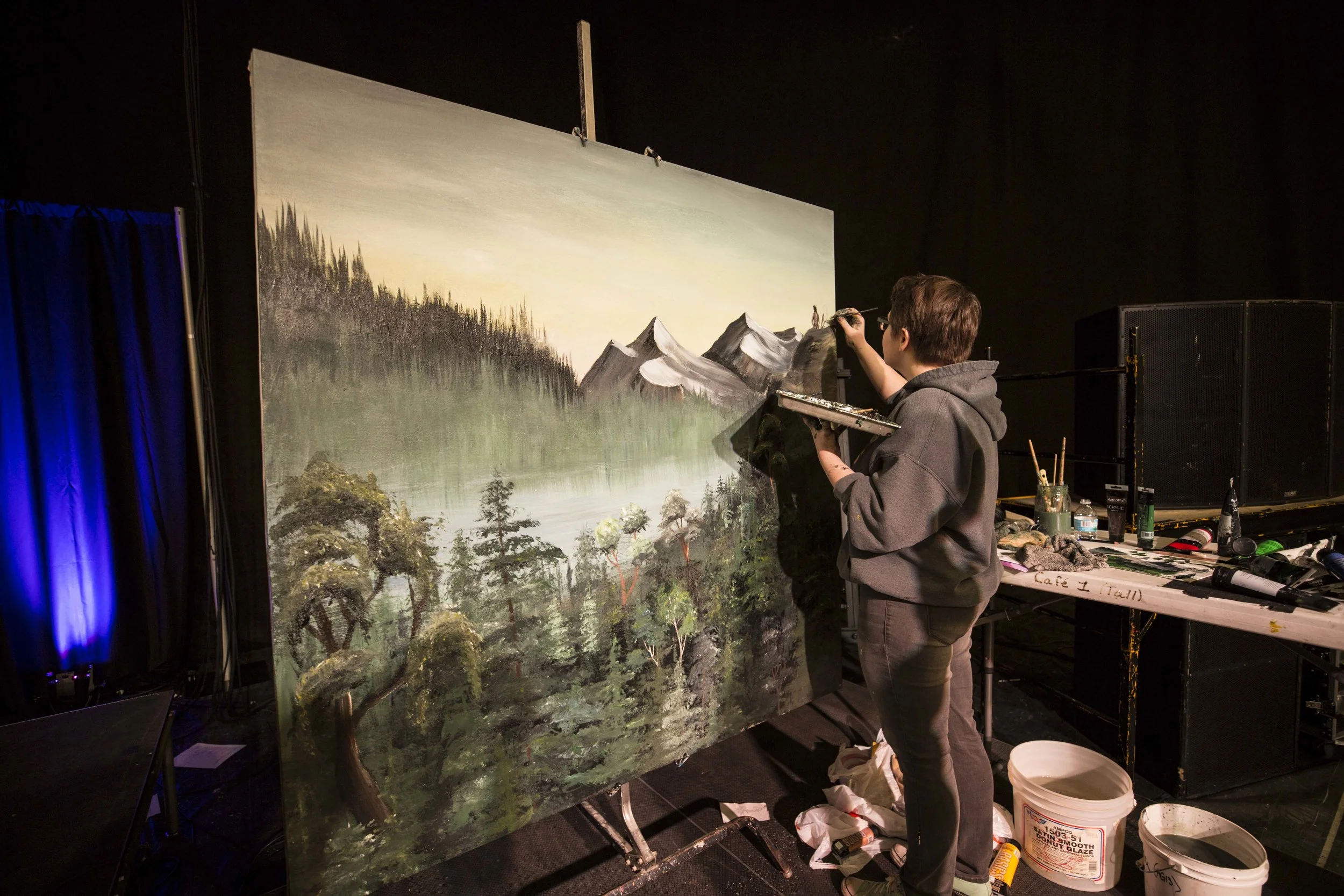 Sylvia Venberg paints creation on day one of Prayer Day