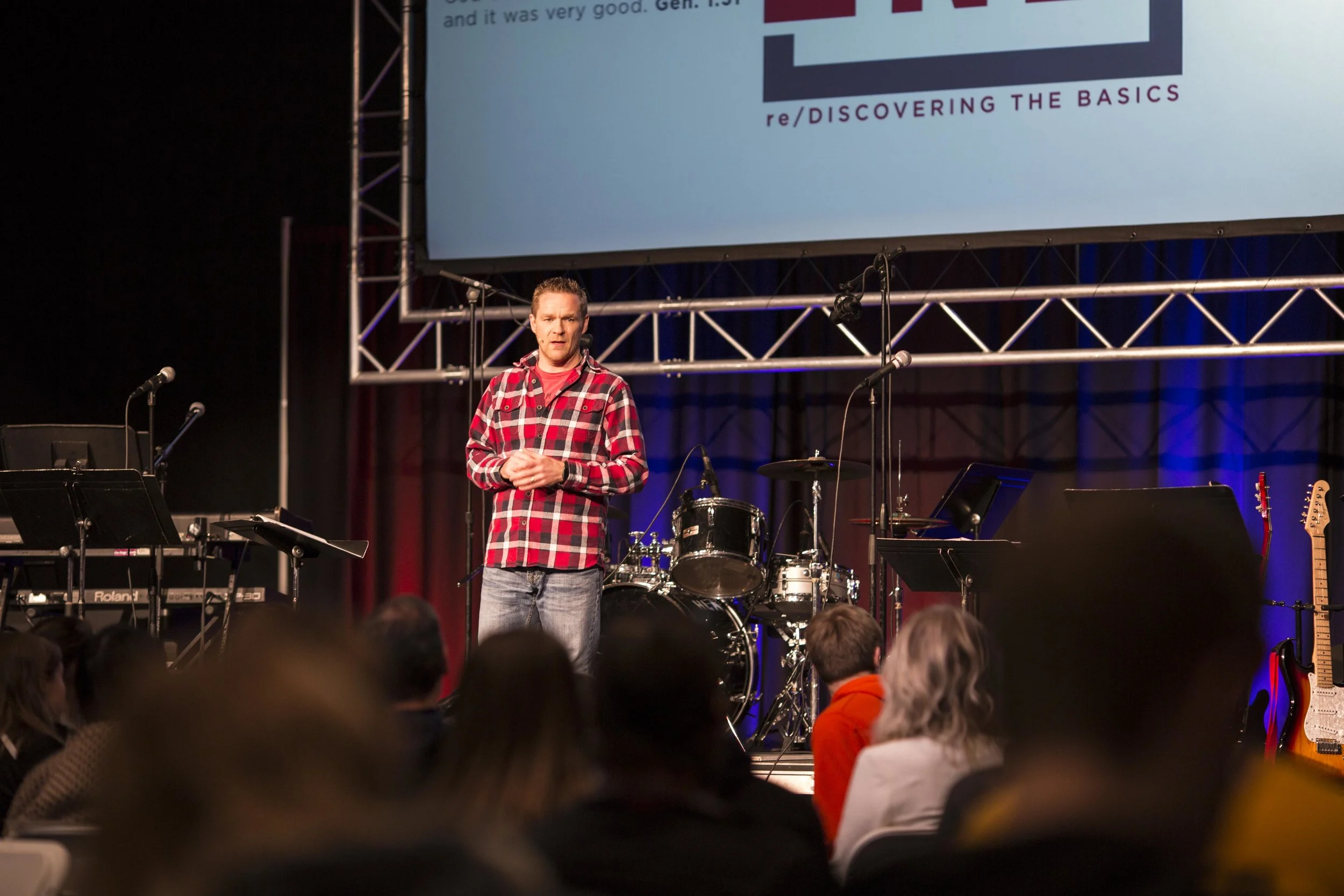 Clay Mitchell brings a message during day two of Prayer Day