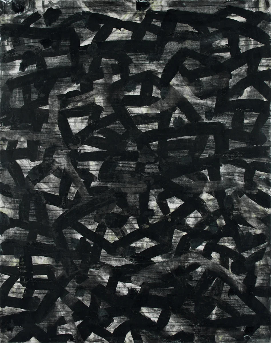 Tangle 2010 pencil, gouache, pastel, ink on paper mounted to panel,, 14" x 11"
