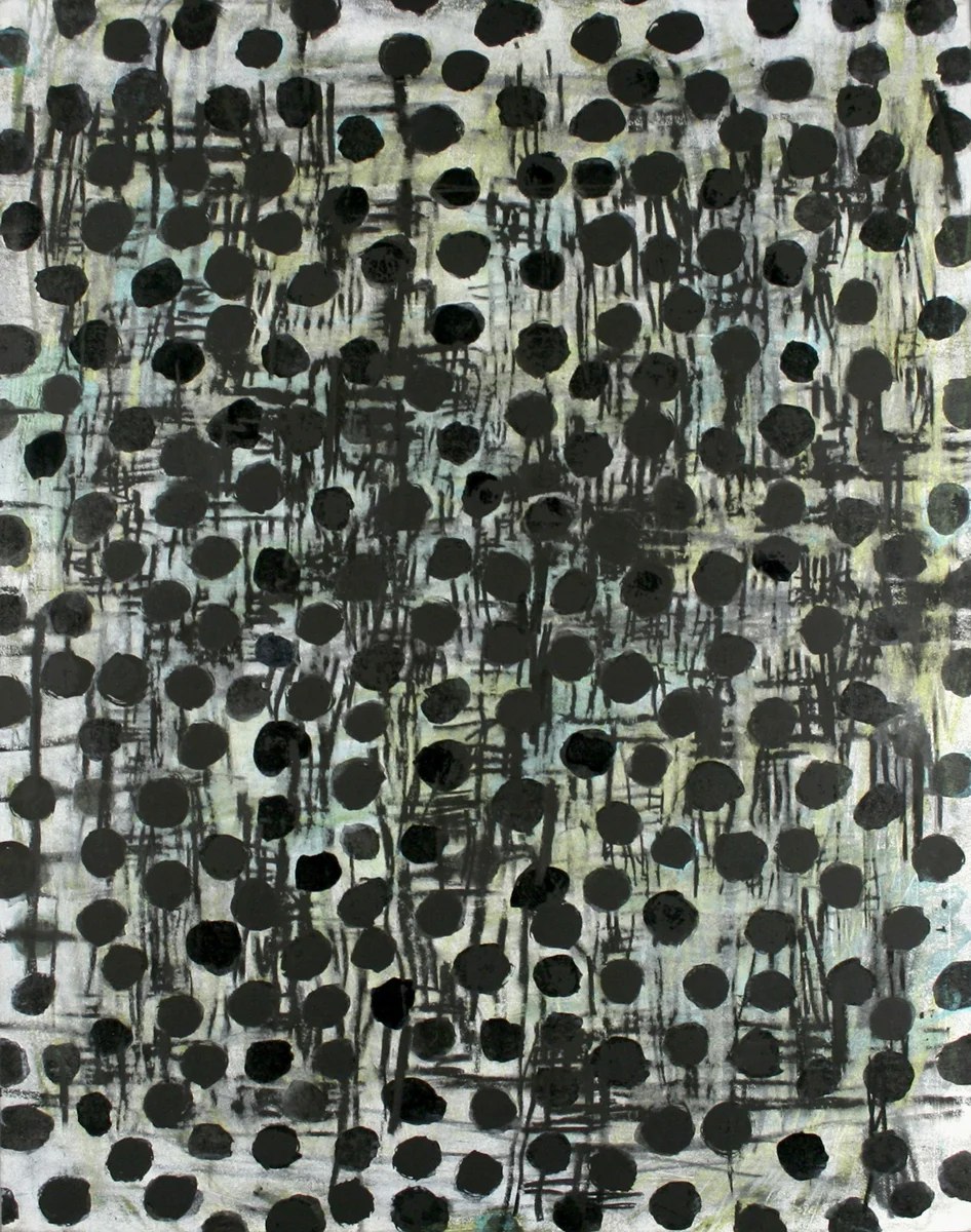 Slide 2010 pencil, gouache, pastel, ink on paper mounted to panel, 14" x 11"